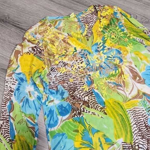 Raj Semi Sheer Embroidered Swimsuit Cover - Picture 2 of 6